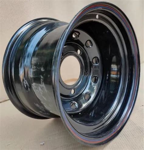 Offroad Black Steel Rims By Procomp Set Of 5 Red And Blue Round Line