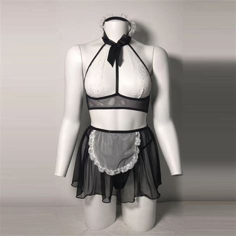 Sexy Women Maid Uniform Apron Lingerie Set Fancy Dress Babydolls