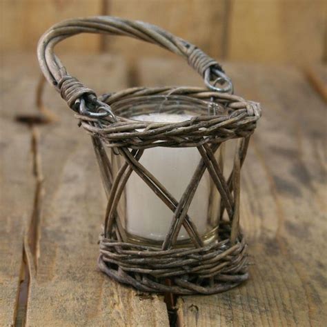 Wicker Basket Candle Holder ~ Shabby Chic Tea Light With Candle Candles Tealights And Holders