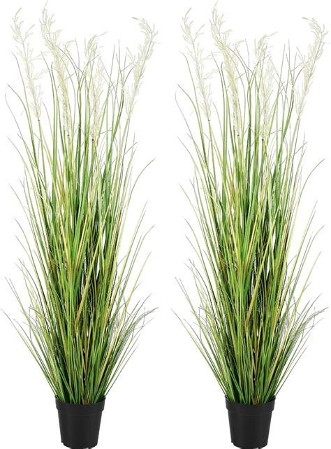 Amazon Jexine 2 Pieces Tall Artificial Grass Plant Potted