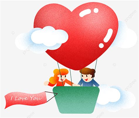 Hot Air Balloons Hd Transparent Cute Couple Ride Love Hot Air Balloon Vector Illustration