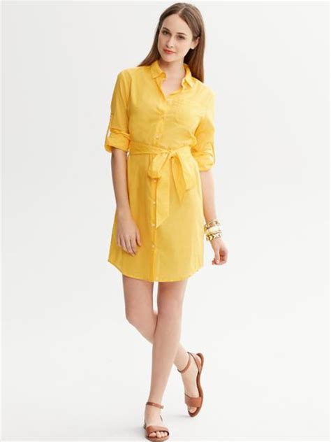 Banana Republic Tie Front Shirtdress In Yellow Ultra Yellow Lyst