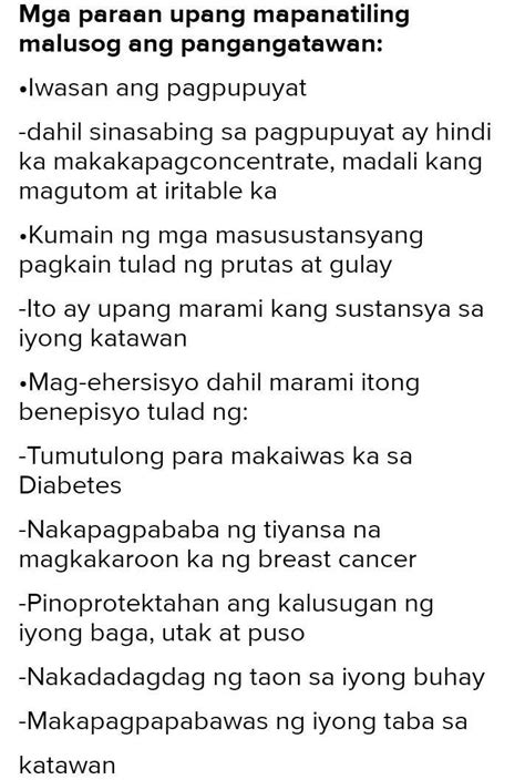 Gumawa Ng Sanaysay Tungkol Sa Mga Paraan Ng Pagpapanatiling Malusog