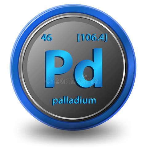 Palladium Chemical Element Chemical Symbol With Atomic Number And Atomic Mass Stock Vector