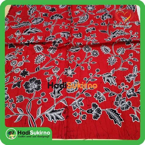 Jual Kain Batik Motif Bunga Background Merah Shopee Indonesia