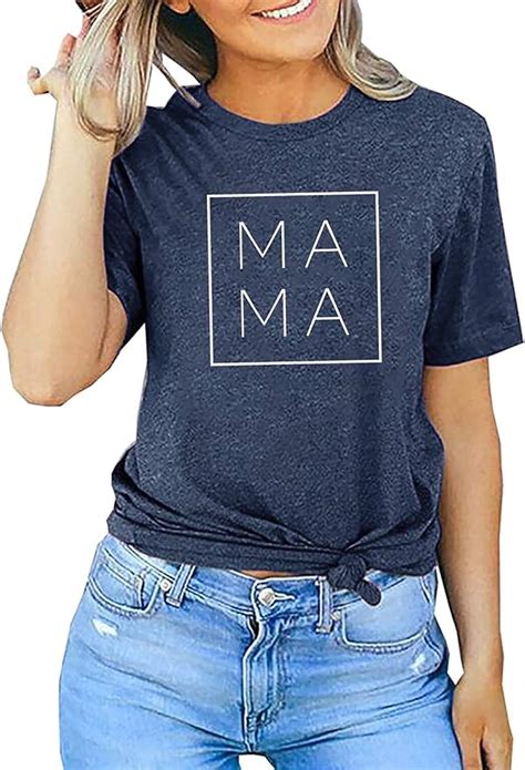 Mama Shirt For Womens Trendy Mom T Shirts Mama Print Graphic Tees Tops Amazonca Clothing