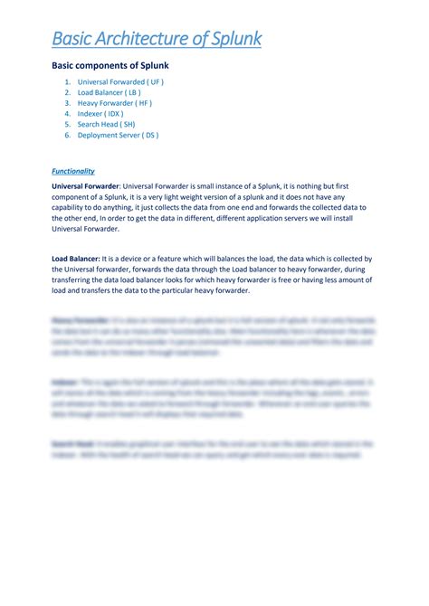 Solution Splunk Basic Architecture And Basic Components Studypool