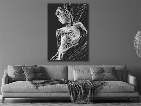 Abstact Lines With Nude Woman Canvas Print Naked Woman Etsy