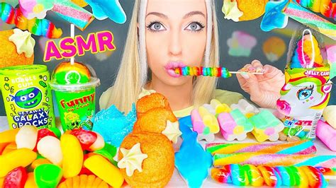 Asmr Eating Lollipop Unicorn Rainbow Desserts Candy Marshmallow 캔디