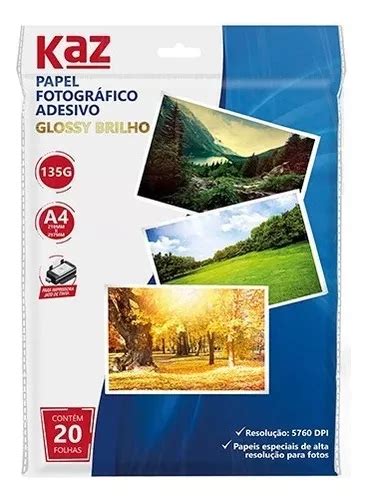 Papel fotográfico adhesivo brillante 135 g 20 hojas color blanco