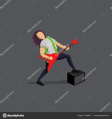 Pixel Art Guitar Player Stock Vector By Chuckchee 145988873