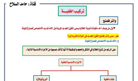 مذكرة درس تركيب الخلية أحياء عاشر ف1 مدرستي