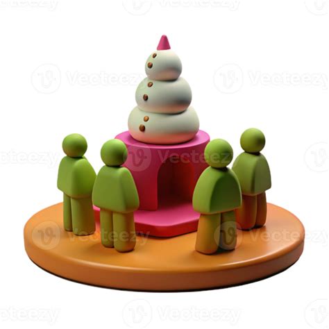 3D Illustration of People Gathering Around a Structure 51324224 PNG