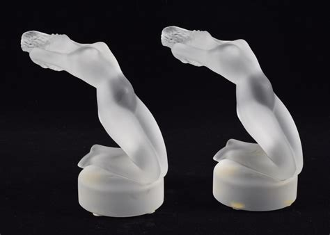 Lot Pair Of Lalique Chrysis Nude Figurines Frosted Crystal Marked Lalique France On Base