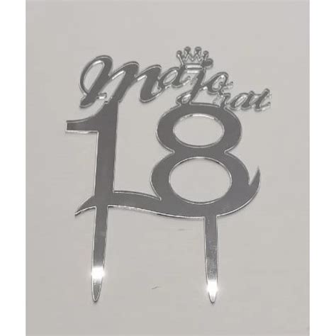 topper decor tort  ani majorat argintiu   cm emagro