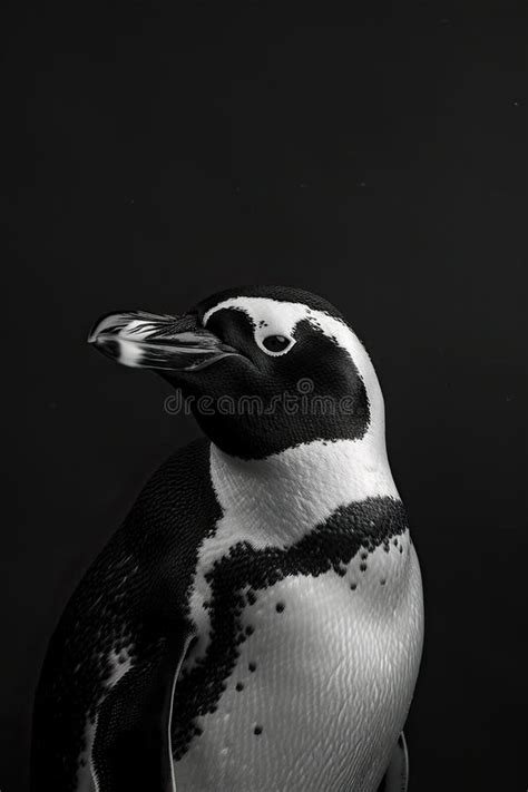 Portrait Studio Photograph Of Penguin Black And White Stock