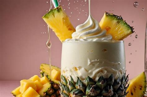 Premium Photo Pineapple Milkshake With Pineapple Chunks