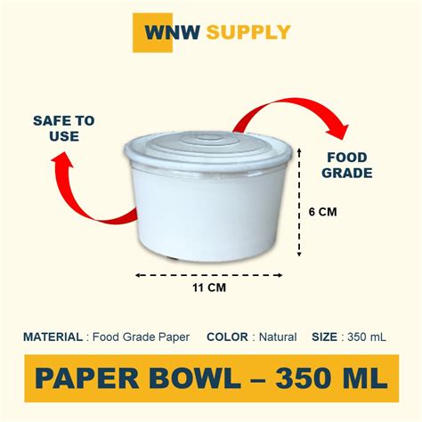 Jual Paper Bowl Ml Plus Dengan Tutup Wadah Cup Mangkok Tempat