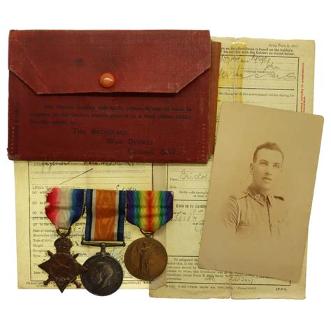 Ww Star Medal Trio With Original Documents And Photo Pte J