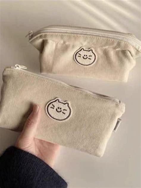 1pc Cartoon Bear Print Pencil Bag Cute Stationery Bag For Middle High