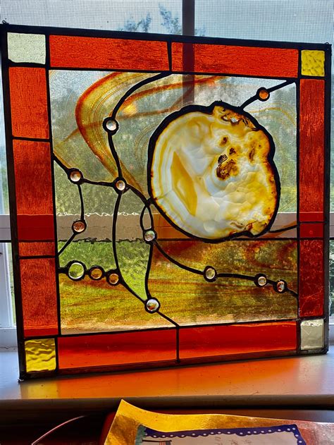 Stained Glass Abstract Transom Window Suncatcher Panel Valance Etsy