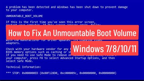 How To Fix An Unmountable Boot Volume Windows Youtube