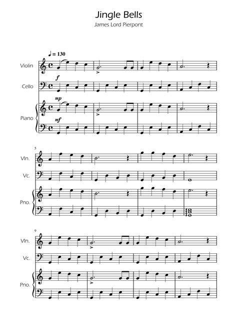 Jingle Bells Violin And Cello Duet W Piano Arr Ygor Nunes Sheet