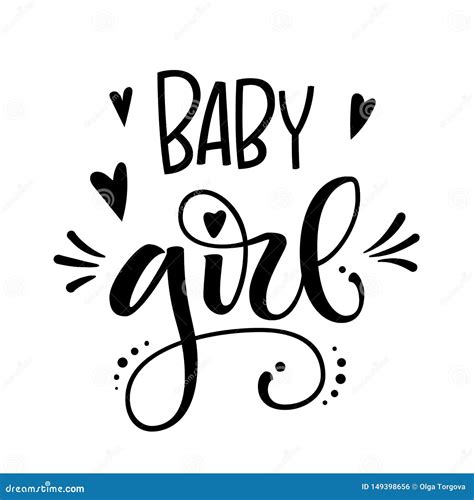 Baby Girl Logo Quote Baby Shower Hand Drawn Grotesque Lettering