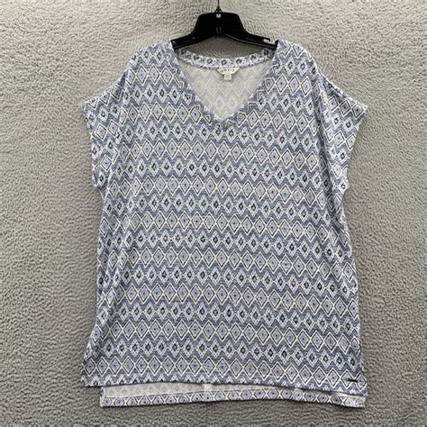 Orvis Orvis Blouse Womens Xl Top Geometric Short Sleeve Extra Large