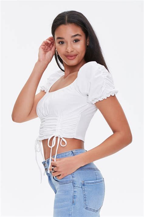 Ruched Drawstring Crop Top