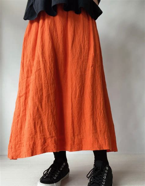 Ichi Antiquite S Linen Skirt Orange Miel Jp