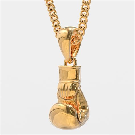 Yellow Gold Boxing Glove Pendant Mens Handmade Silver 925 Box Glove