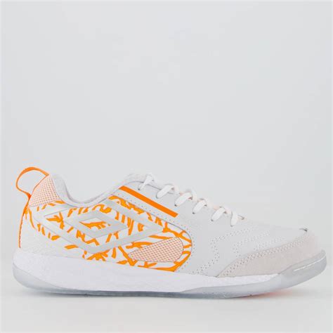 Chuteira Umbro Pro Bump Polar Magma Futsal Branca E Laranja Futfanatics