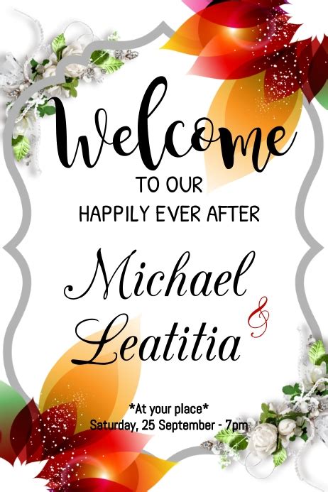 Modèle Floral Wedding Welcome Sign Postermywall