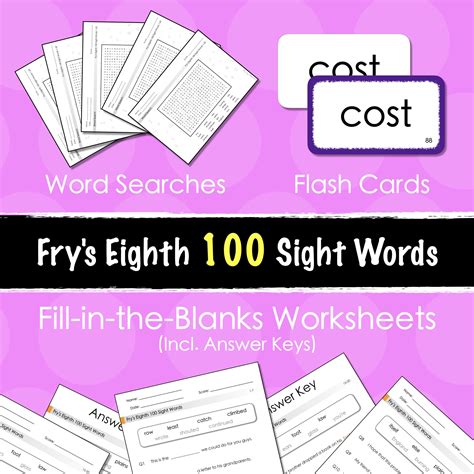 Fry S Second Sight Words Fill In The Blanks Worksheets More