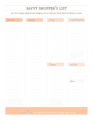 Fillable Online Savvy Shoppers List Fax Email Print Pdffiller