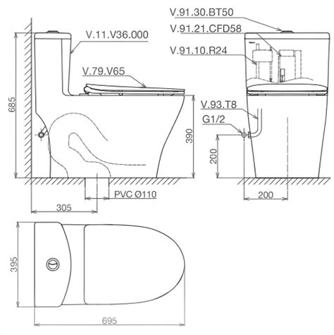 Bồn Cầu Viglacera V36 Nắp Êm Thiết bị vệ sinh Viglacera chính hãng