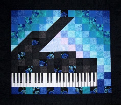 Piano Quilt Art Blues Black Watercolor Quilt Quilts Quilting Designs