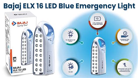 Bajaj ELX 16 LED Blue Emergency Light Charging Rechargeable LED Light