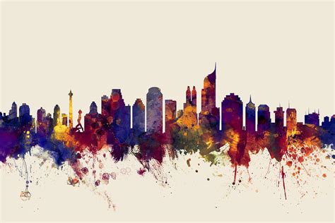 Jakarta Skyline Indonesia Digital Art by Michael Tompsett - Fine Art America