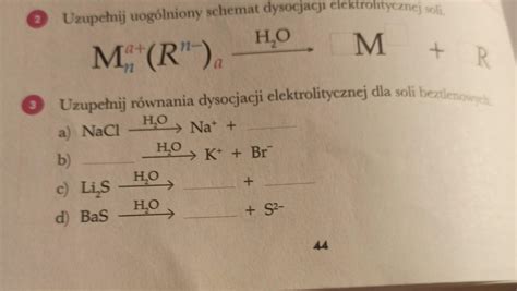 Uzupe Nij R Wnania Dysocjacji Elektrolitycznej Dla Soli Beztlenowych