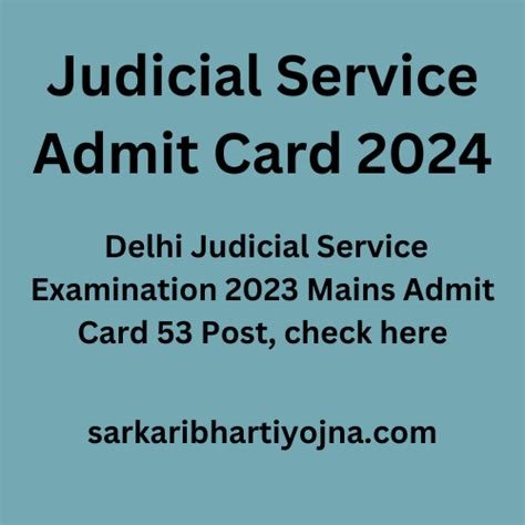 Judicial Service Admit Card 2024 Delhi Judicial Service Examination