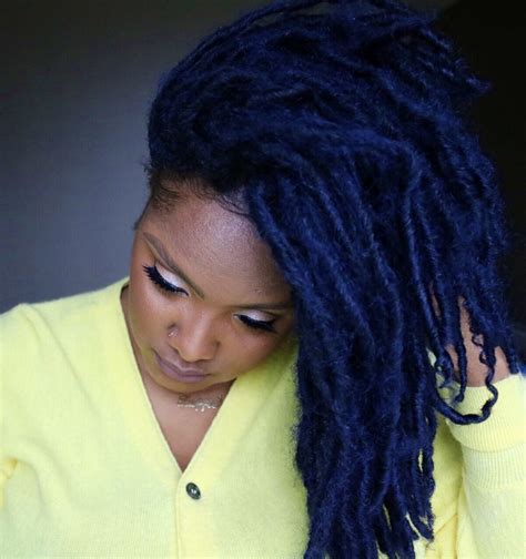 Blue Faux Locs 😍 Blue Black Hair Color Locs Hairstyles Short Locs