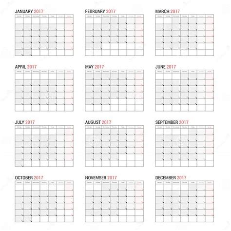 Plantilla Anual Del Planificador Del Calendario De Pared Por 2017 Años