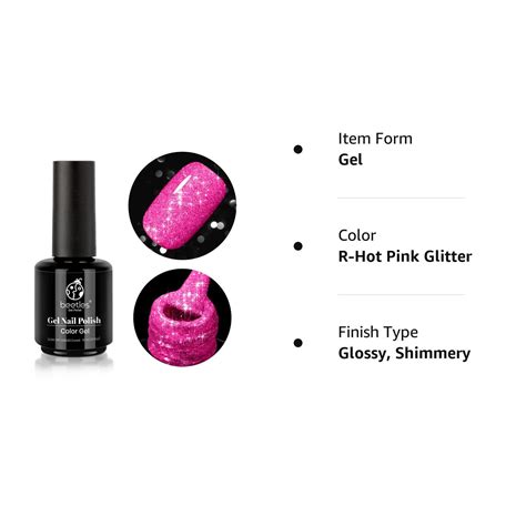 Beetles Esmalte de uñas de gel reflectante onzas ml color rosa con purpurina Hot