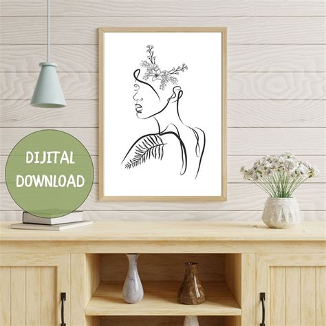 Abstract Women Silhouette Naked Woman Drawing Flower Woman Line Art Minimal Women Art Print