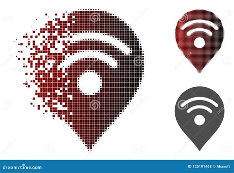 Icono De Semitono Del Marcador Del Mapa Del Wi Fi Del Pixel Disipado