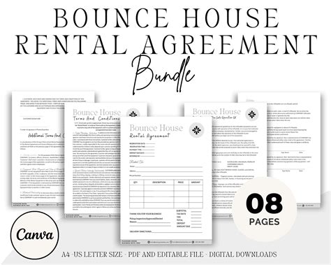 Editable Bounce House Rental Agreement Rental Contract Agreement