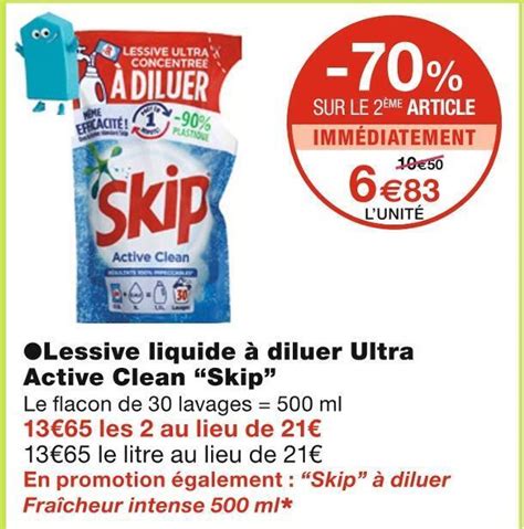 Promo Skip Lessive Liquide Diluer Ultra Active Clean Chez Monoprix