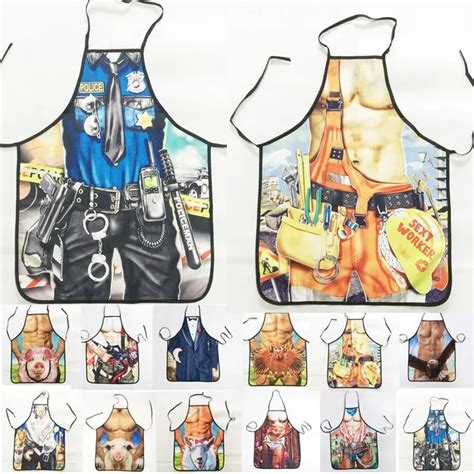 1pcs Fashion Sexy Man Muscle Printed Apron Bibs Home Cooking Baking